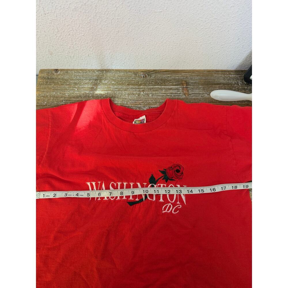 Vintage Washington DC T-Shirt Embroidered Red Rose Y2K M Americana Streetwear - Picture 5 of 7
